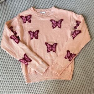 2/$15 - Epic Threads Peach Sweater with Purple Butterflies